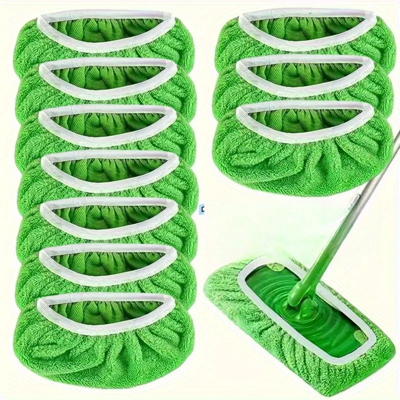 Microfiber Flat Mop Replacement Pads, Washable Reusable Mop Cloth Covers, Elastic Pocket Mop Refills for Floor Cleaning