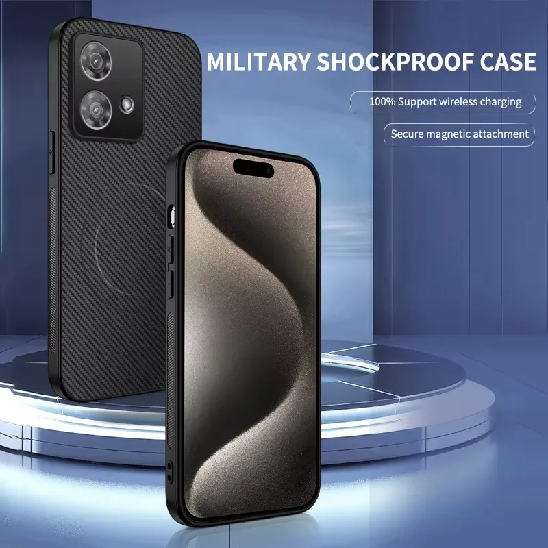 

Carbon Fiber Texture Phone case For Motorola Moto Edge 40 Neo Edge40Neo 5G ShockProof Wireless Charging Magnetic Cover