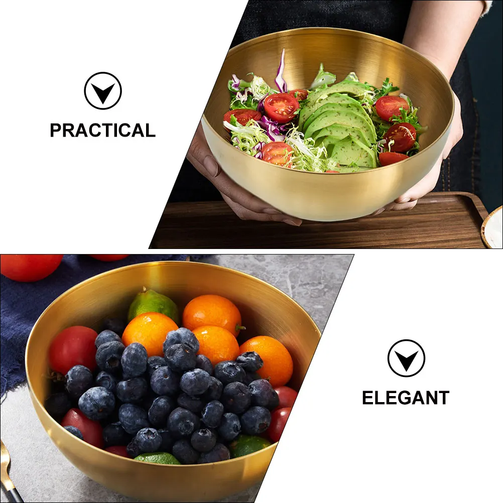 

2pcs Stainless Steel Salad Bowl Pasta Multifunction Rice Cereal Noodle Kitchen Food Daily Reusable Serving Mixing