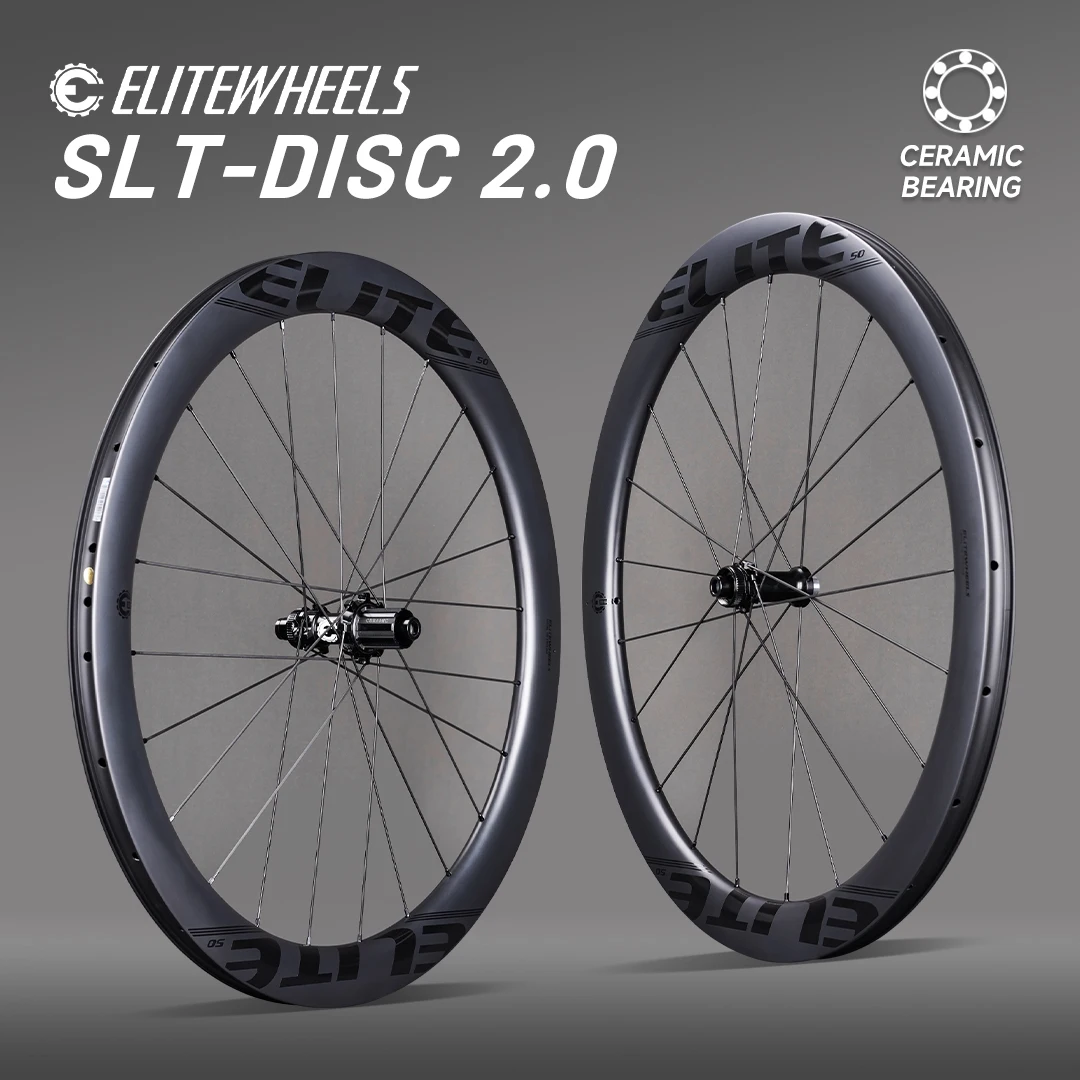 

ELITEWHEELS SLT Road Disc 2.0 Carbon Wheelset Center Lock RD18 Hub Cyclocross Pillar 1423 Spoke Ceramic Bearing Bicycle Wheels