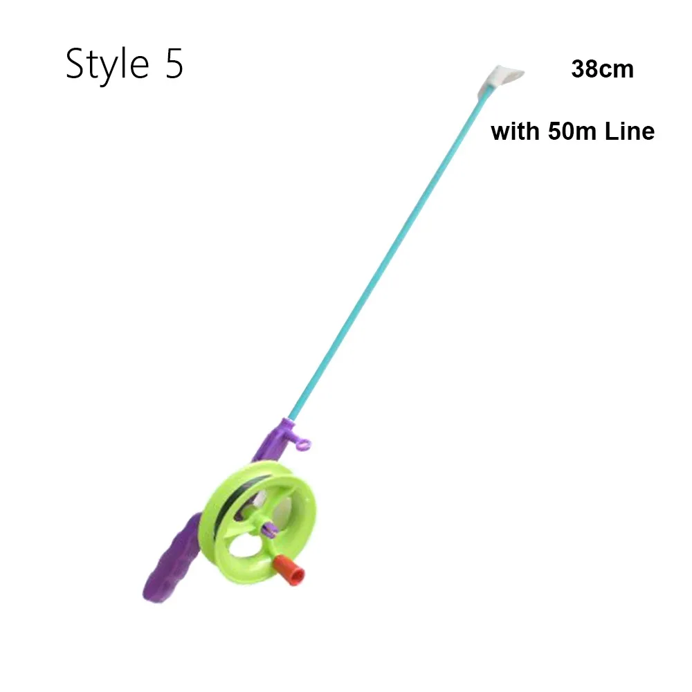 38cm/58cm/80cm Children Fishing Kites Rods Stretchable Cartoon Mini Kites Rods Diverse Styles with 50meters Line Fishing Rods