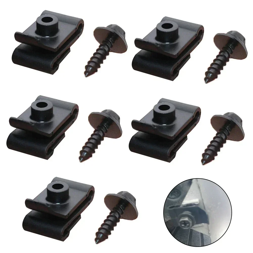 Carhome 5X Chassis Engine Guard Nut Screw Washers U-shape Clip For 1Toyota Car Lining Wheel Arch Mudguard Trim Clips Cross Hea