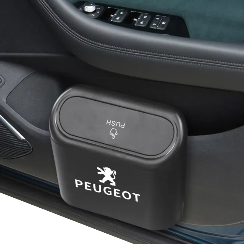 Car Trash Bin Hanging Garbage Box Black Abs Square Pressing Type Trash Can For Peugeot 206 308 307 208 3008 407 508 2008 RCZ