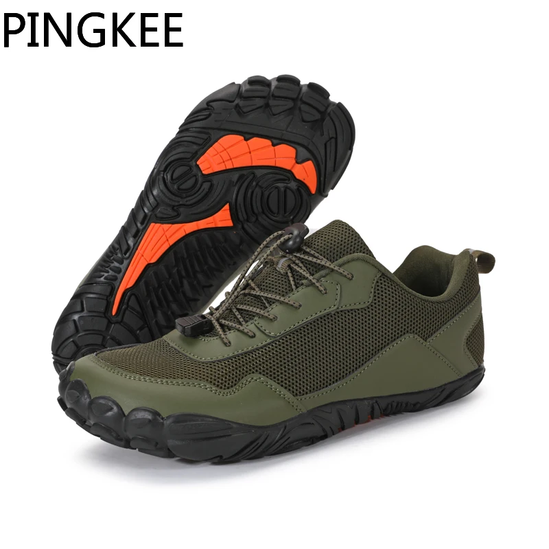 PINGKEE Mesh Upper Barefoot Foot Wide Toe Box Casual Boots For Men Sneakers Trailing Hiking Trekking Male Mens Toebox Shoes