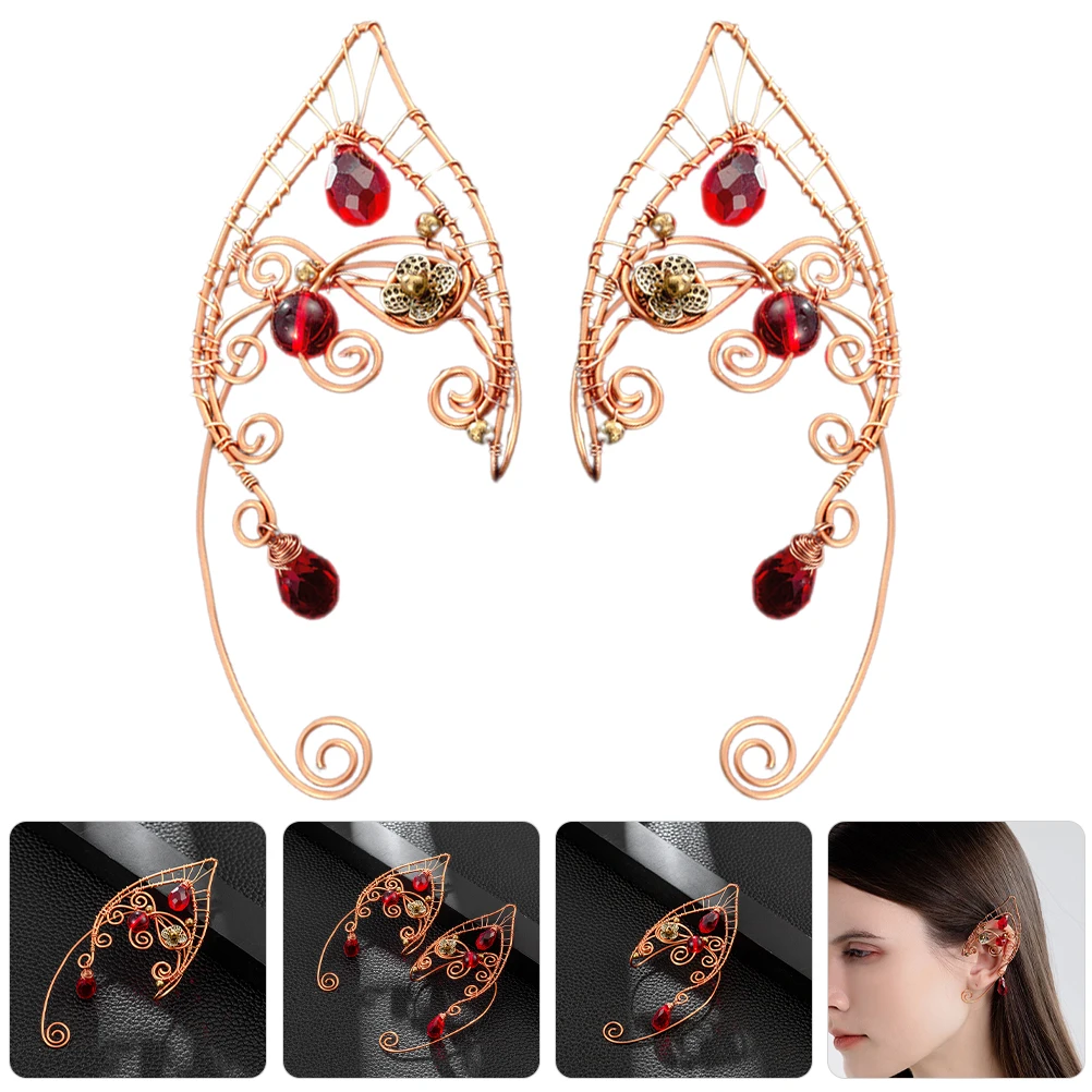 

1 Pair Cuffs Non Piercing Ear Clips Women Costume Accessories Copper Made Sensitive Skin Friendly Comfortable Fit All Ear Sizes