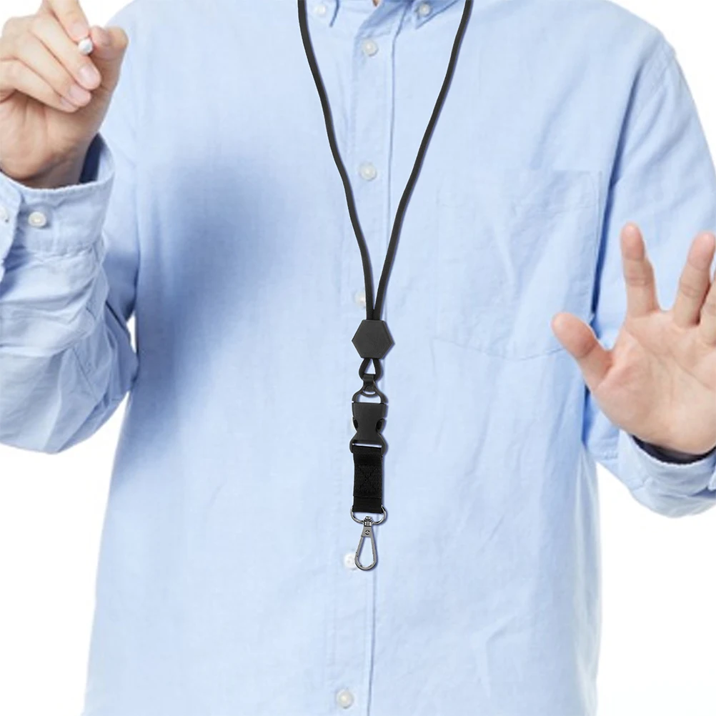 

2pcs Black Duty Lanyard Badge Holder Lanyard Breakaway Chain for Id Badges Neck Key Adjustable Breakaway Carabiner