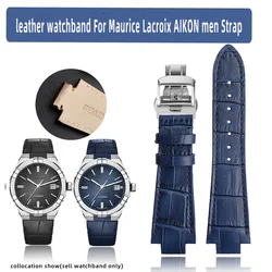 For MAURICE LACROIX AIKON Cowhide Men's Strap AI1018 Stainless Steel Metal Head Grain Crocodile Leather Bracelet 13MM Watch band