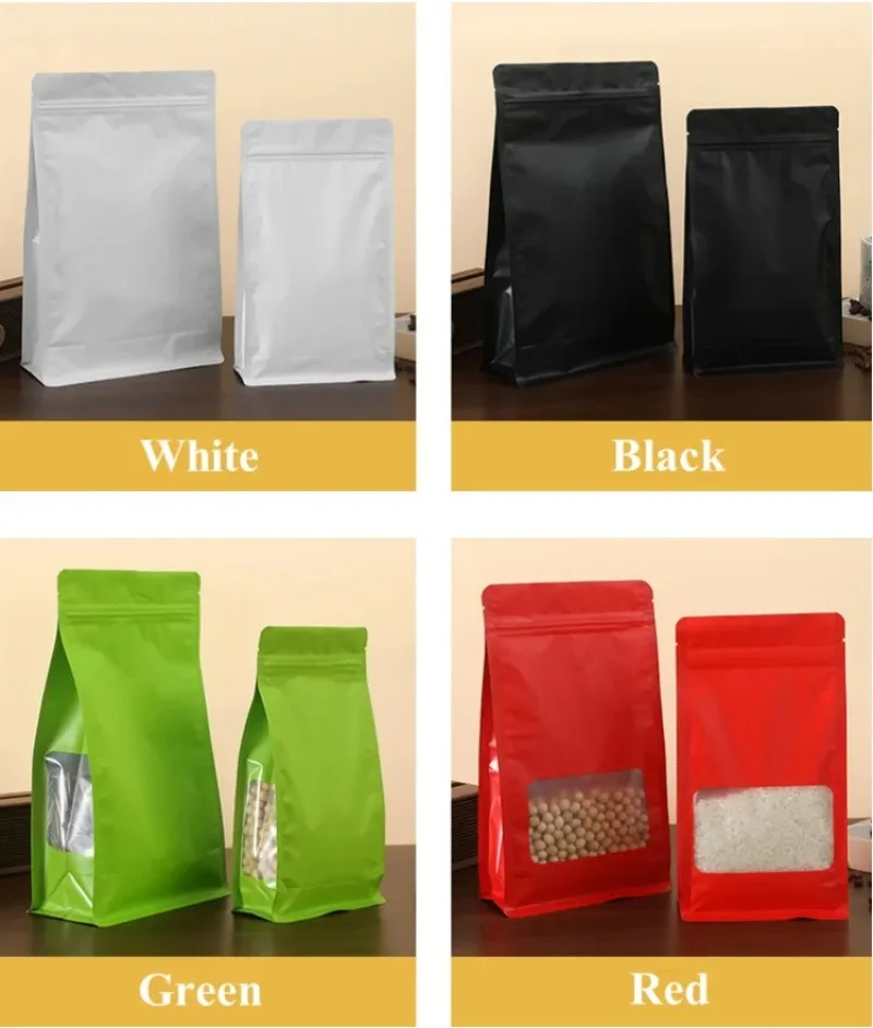 

50PCS Aluminum Foil Ziplock Bags with Window - Resealable Food Storage Pouches for Coffee, Matcha, Cocoa, Spices & Snacks