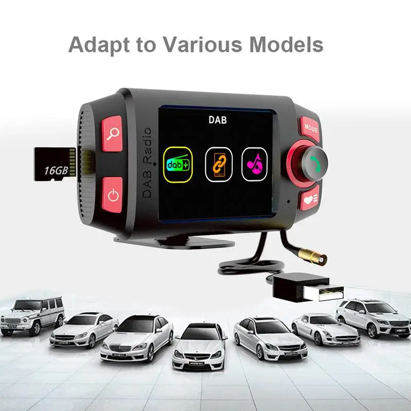 Car DAB+/DAB Radio Adapter Car FM Transmitter With 2.4 Inch Display And Bluetooth Car Mount MP3 Player Auto Accessories