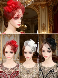 Vintage Mesh Top Hat for Women Cute Little Headdress for Dinner Stage Photo Show Birthday Children's Party Accessory