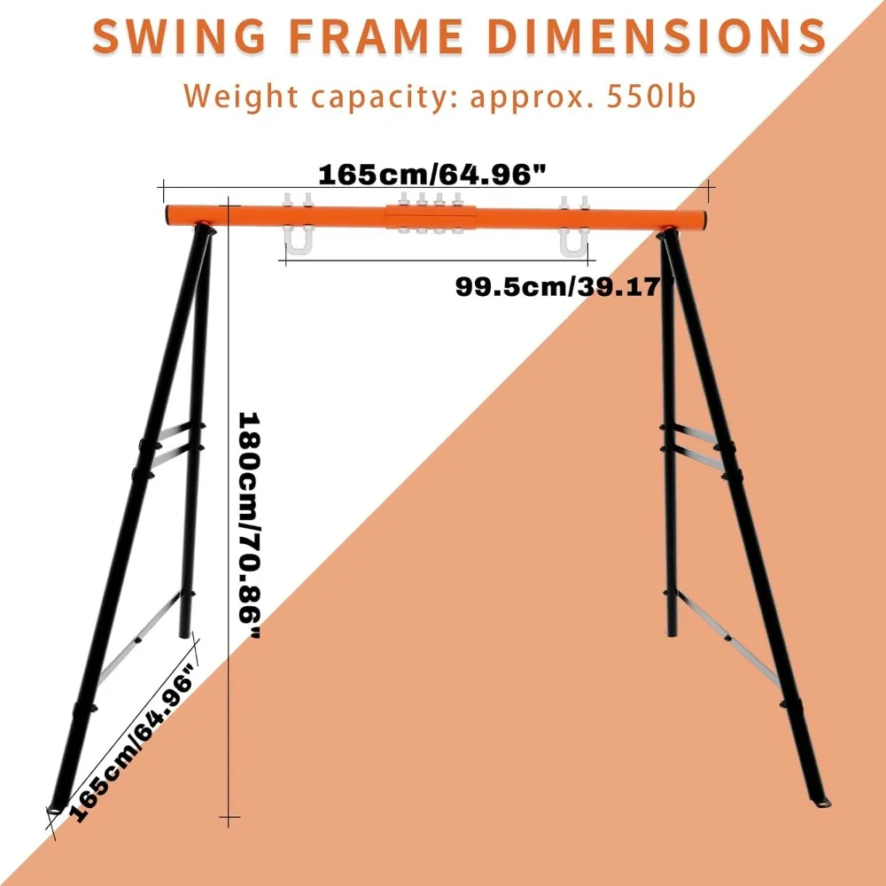 إطار حامل أرجوحة الشرفة لكل من الأطفال والكبار، أرجوحة خارجية بإطار معدني عالي التحمل 3.0 (إطار برتقالي فقط) #2
