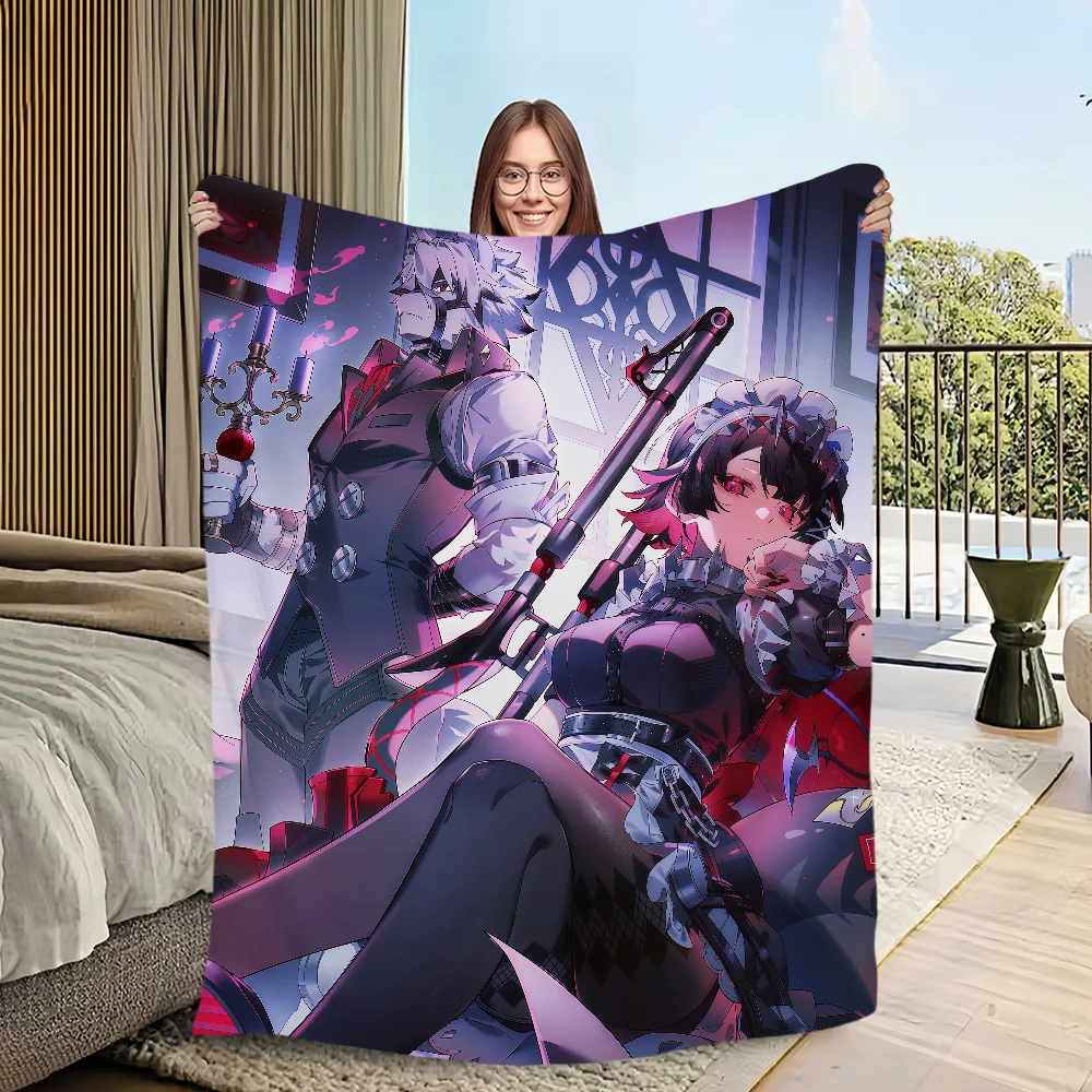 ZZZ Ellen Joe fanart Zenless Zone Zero Flannel warm comfort soft plush blanket for sofa living room office bedroom travel gift
