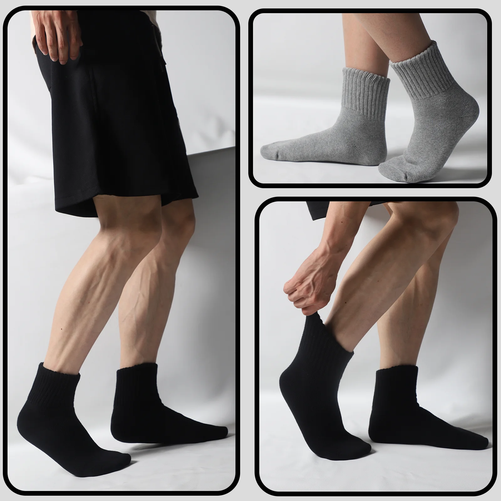 

3 Pairs Men's Cotton Work Socks Cushioned Low-Cut Running Socks Breathable Ankle Crew Socks Men's Casual Socks Cycling Socks