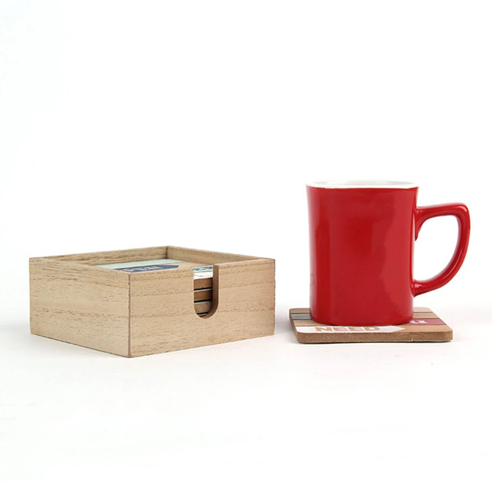 

1Set Wood Coasters Square Rustic Cup Mat Heat Resistant Insulated Coasters for Drinks Table Decor Square Coaster