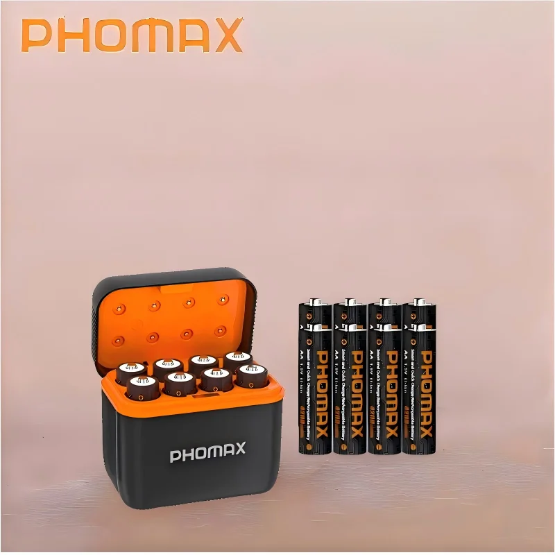 

PHOMAX Lithium Battery Fast Charging Set with 8 Pcs 4200mWh Rechargeable Battery 1.5V and 8 Slot MCU Chip Smart Charging Box