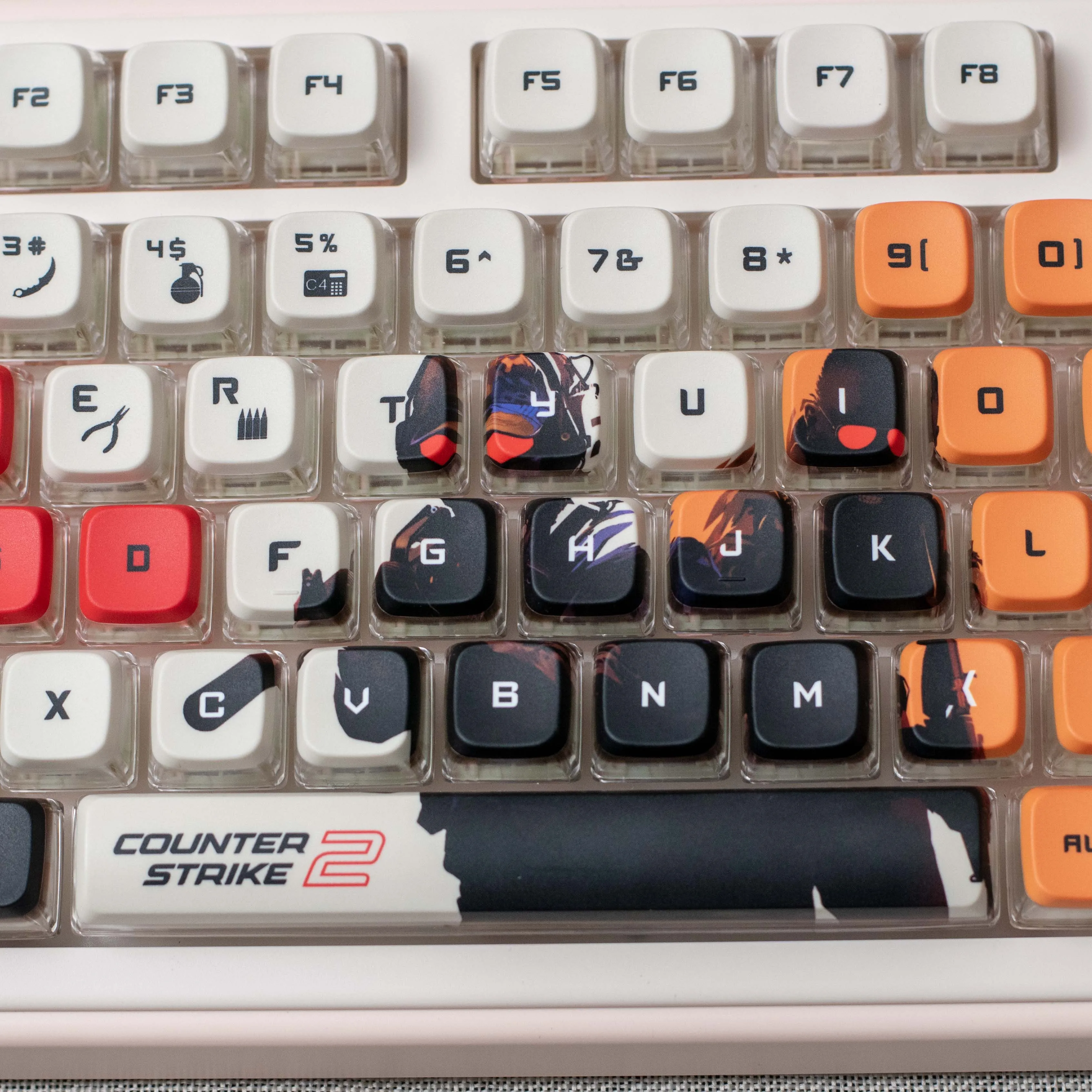 CS keycaps CS2 keycaps 119 keys full set ASA Profile  PBT dye sub keycaps Pdding keycaps Light Translucent support