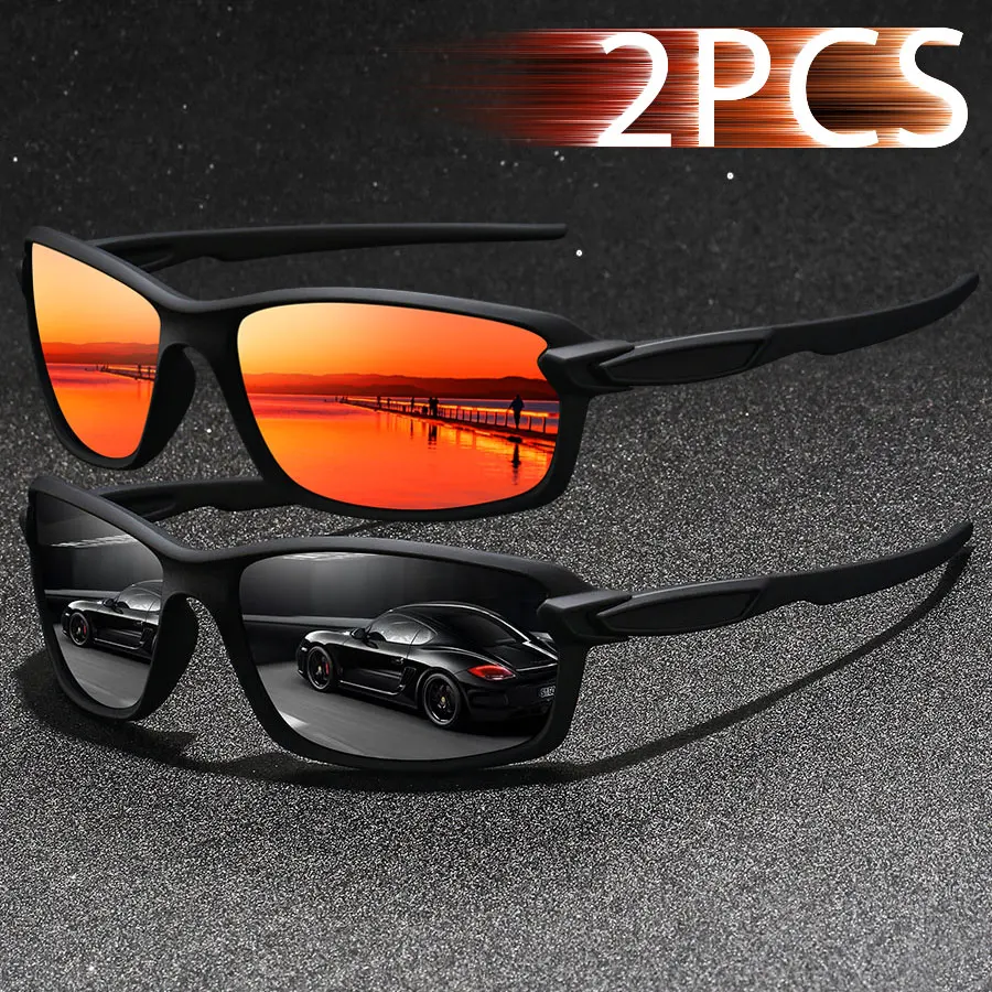 2 Stück Modische Vintage-Sonnenbrille für Autofahren, Angeln, Radfahren, Minimalistische Sport-Sonnenbrille für Männer und Frauen, Laufen, Bergsteigen