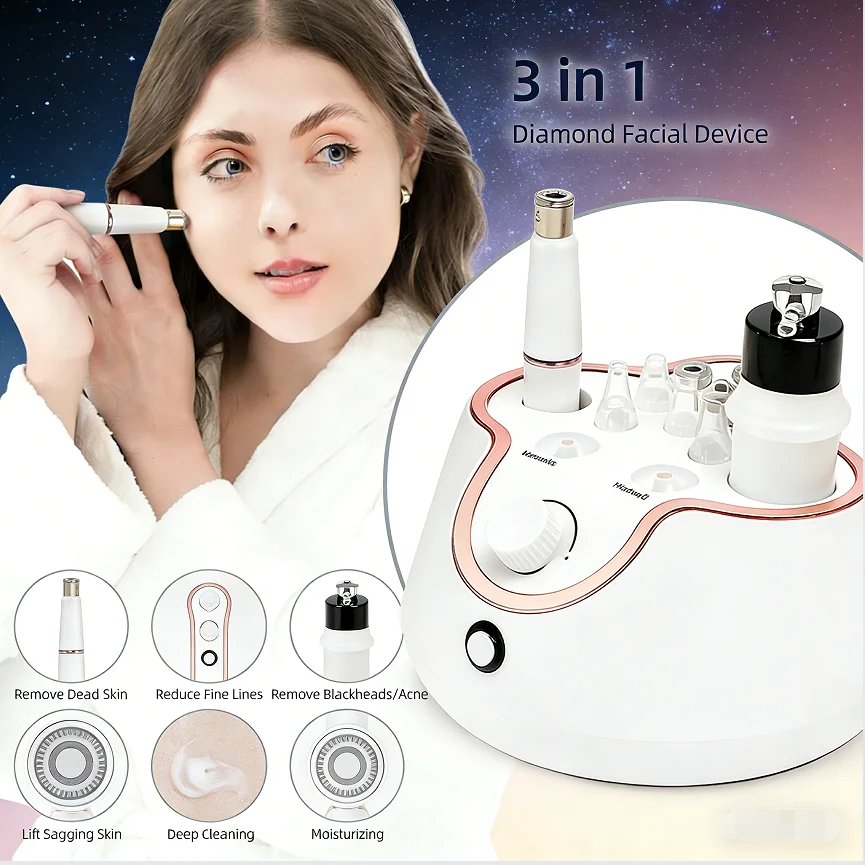 

3in1 Home Use Diamond Microdermabrasion Facial Machine Deep Cleansing Exfoliation Skin Care Beauty Tool