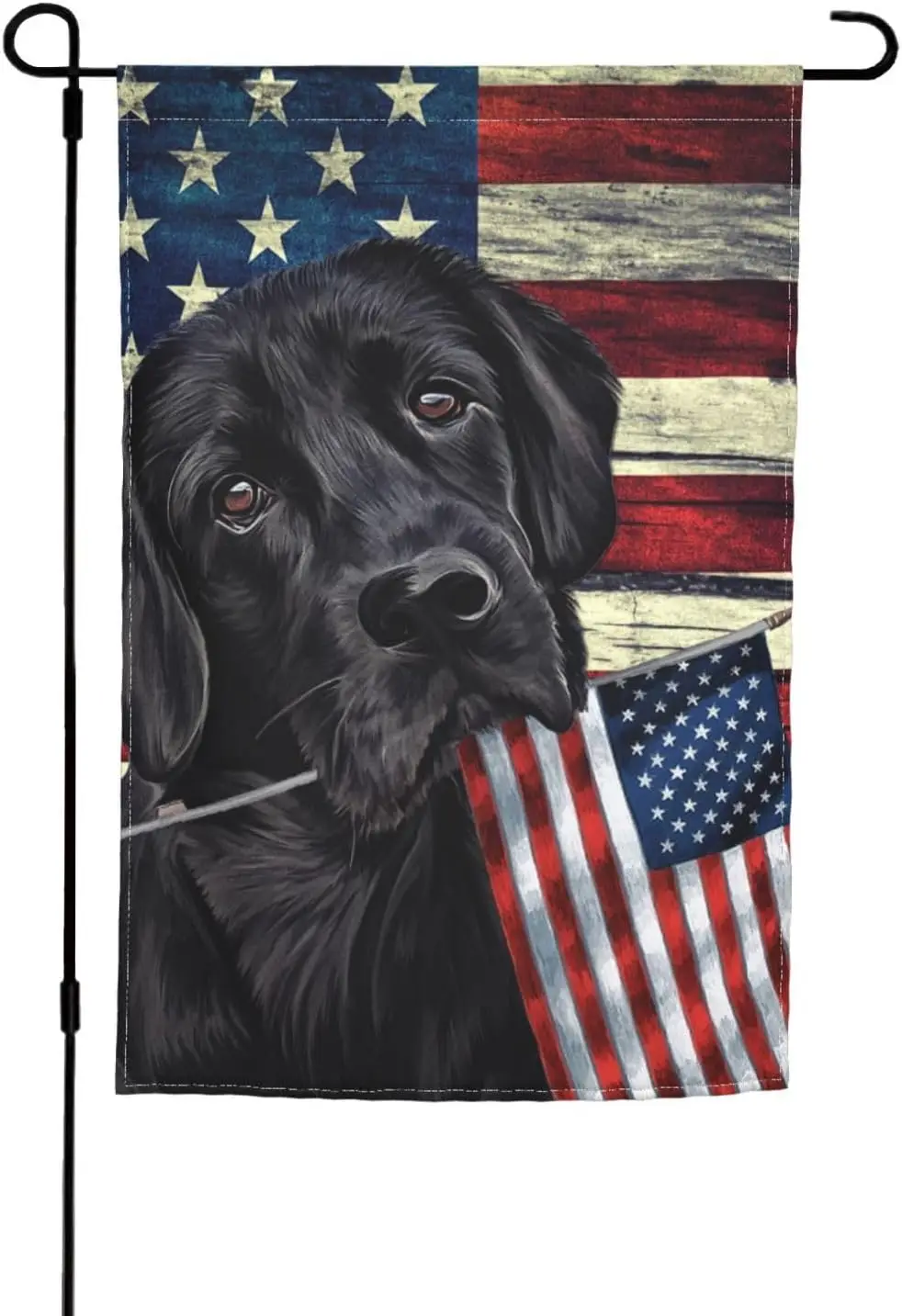 Patriotic Black Labrador Lab Dog Retriever American Flag July Of 4th Garden Flag 12x18 Inch Double Sided Vertical Decoration llp