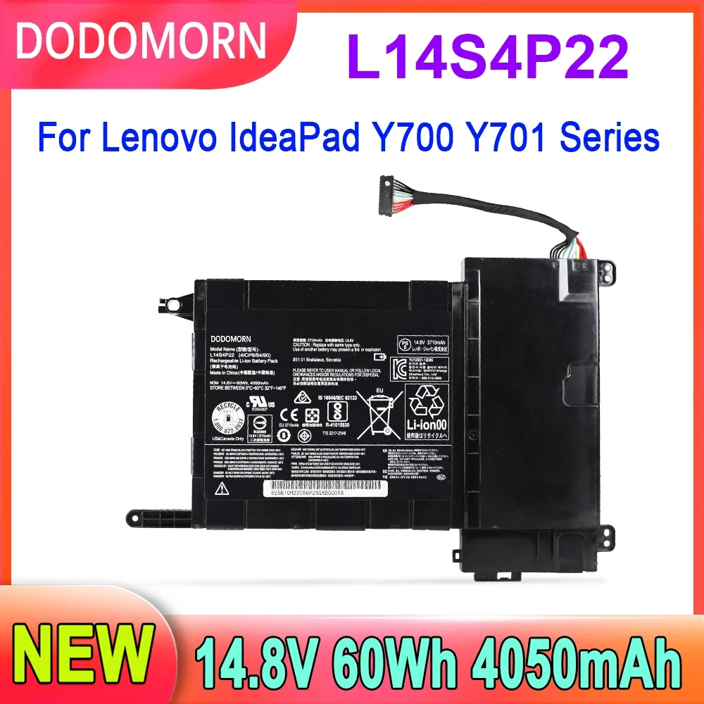 بطارية DODOMORN-Lenovo IdeaPad ، أجزاء استبدال الكمبيوتر المحمول ، L14L4P23 ، L14M4P23 ، 60Wh ، Y700 ، للحركة ، Y701 ، l144p23 ، L14M4P23 ، 60Wh