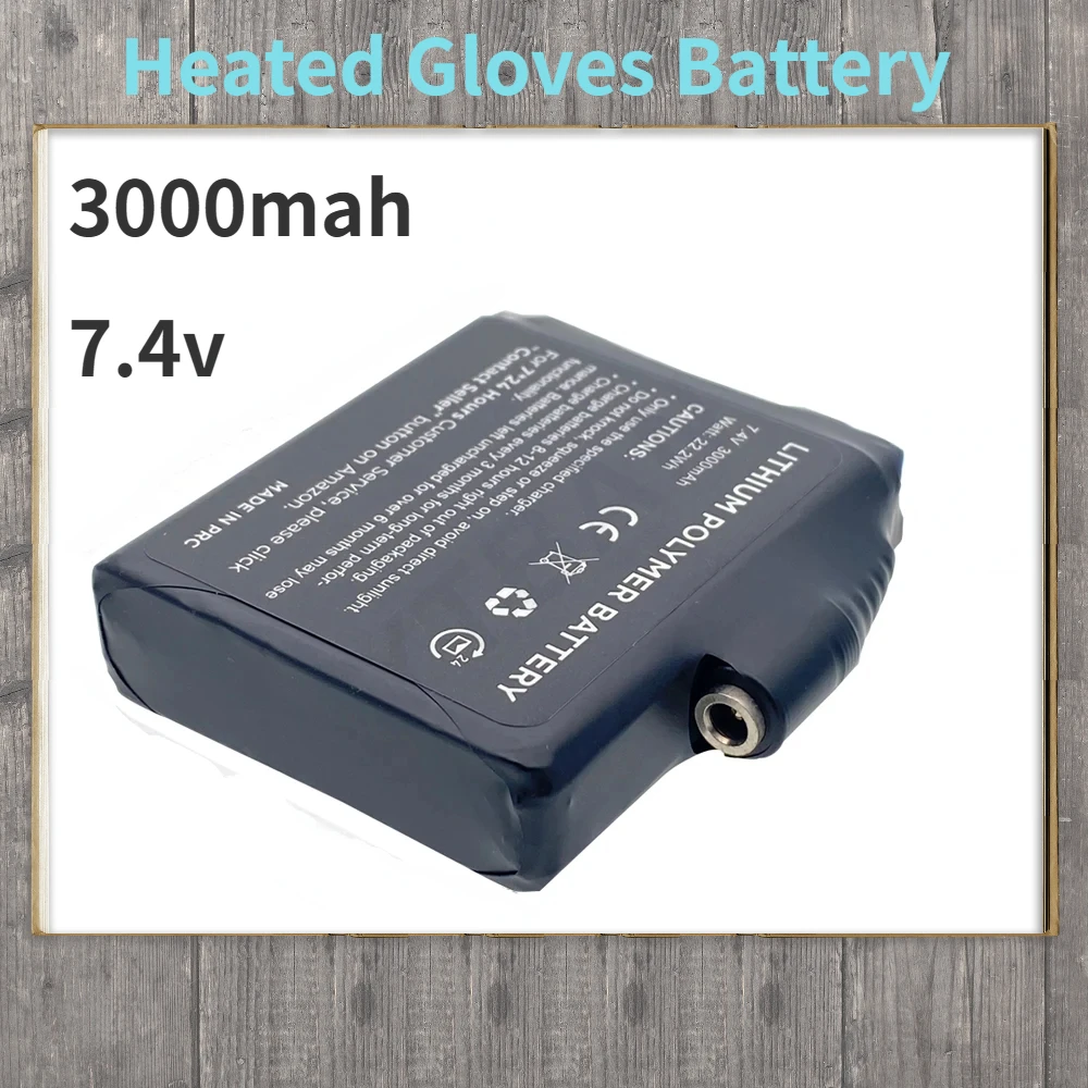 

Heated Gloves Battery 7.4V 3000mah Polymer Battery for Heating Vest, Socks, Winter Antifreeze Saver Heat Battery 755060-2S