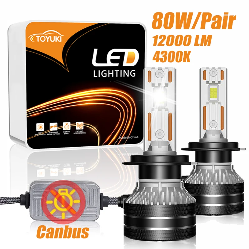 TOYUKI 2pcs H7 H11 LED Headlight Bulb K5C 90W Canbus  Powerful LED Lamps H4 H8 H9 9005 9006 HB3 HB4 6500K Car Light 2Pcs 12V