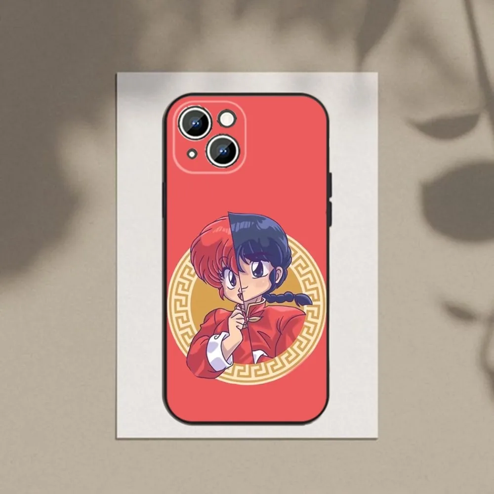 Cartoon R-RANMA 1 2 Phone Case Phone Case For Apple iPhone 15,14,13,12,11,XS,XR,X,8,7,Pro,Max,Plus,mini Silicone Black Cover
