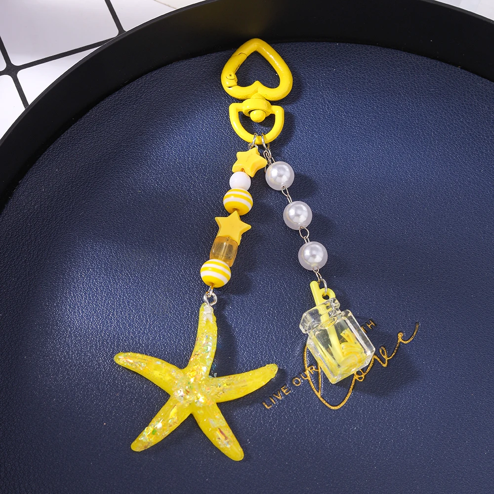Aihua Niedlicher Y2K-Schicker Sommer-Strand-Seestern-Schlüsselanhänger für Damen und Mädchen, Handtaschenanhänger, Air Pad Hülle, Riemen, handgefertigter Schmuck, Geschenke – Detail 3