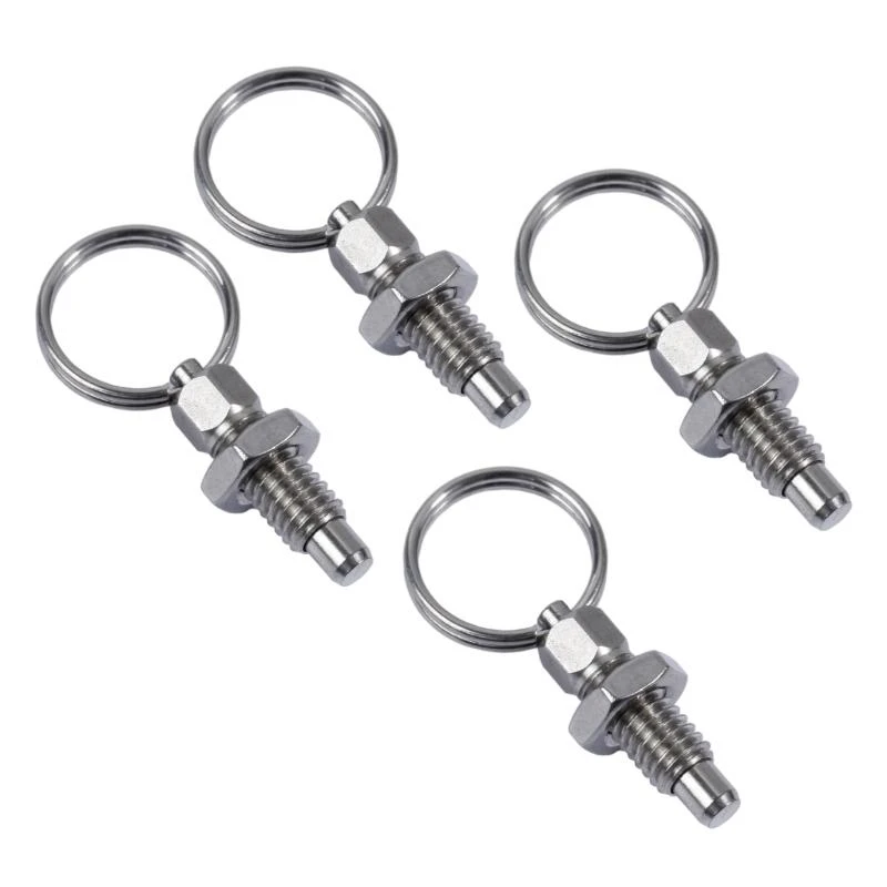 2025 New 4 PCS Stainless Spring Loaded Plunger Non Lock-Out Knob Plunger Hand Retractable Spring Plunger with Pull Ring Durable