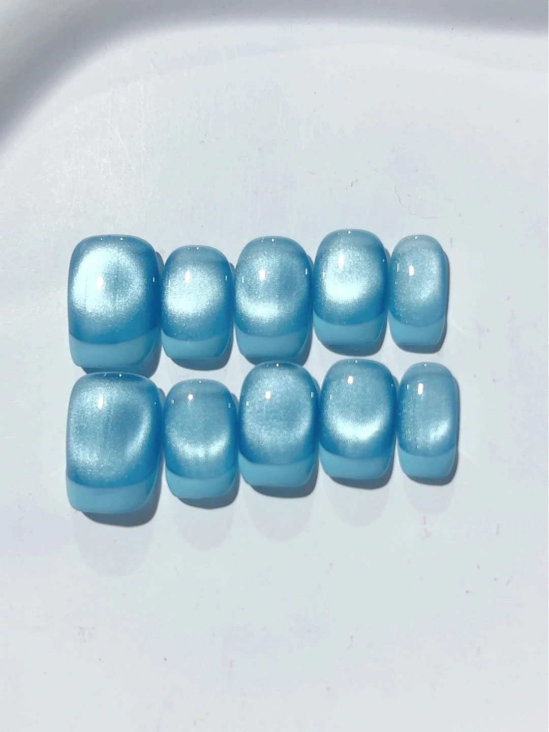 

French Style Cat Eye Short Square Fashion Nail Art (B132)