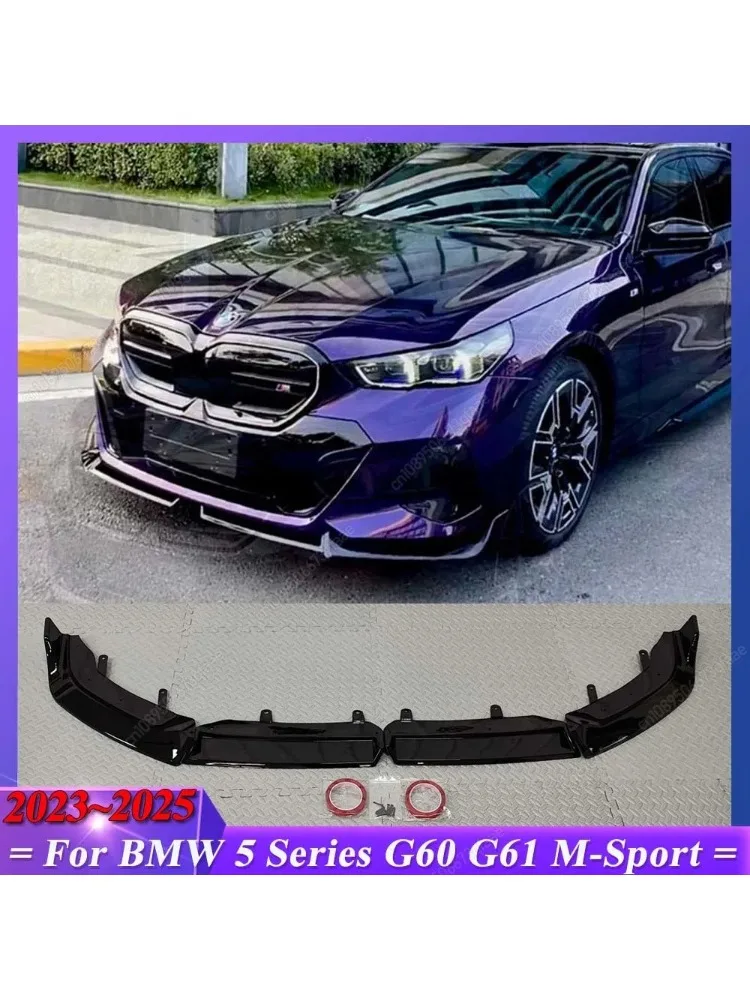 Für BMW G60 G61 520d 520i 530e 550e I5 M60 M-Sport 2023-2025+ ABS Auto Frontstoßstange Lippe Spoiler Splitter Diffusor Karosserie-Kit Tuning