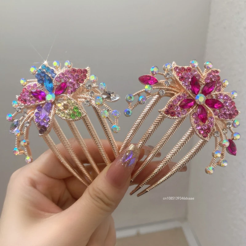 Women Bridal Rhinestone Hair Combs Clips Wedding Accessories Fashion Hair Pin Bride Barrette Hair Tiara Headwear Jewelry Gift