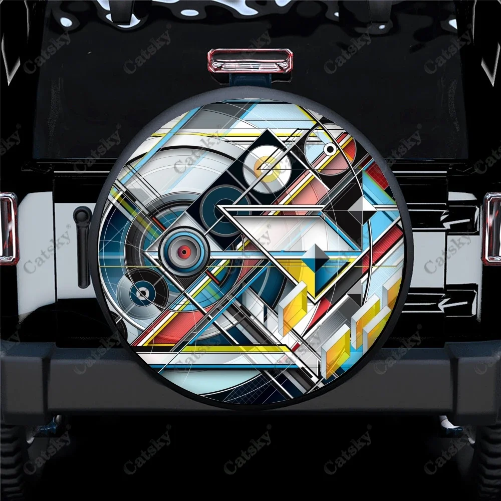 Abstract Record Design Print Spare Tire Cover Waterproof Tire Wheel Protector for Car Truck SUV Camper Trailer Rv 14