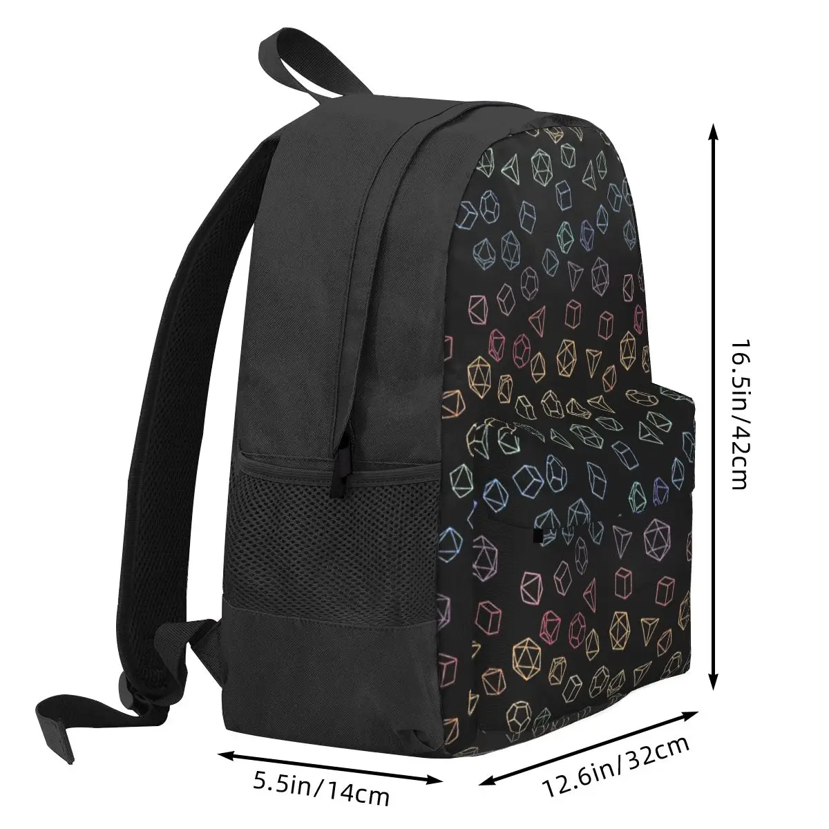 DnD Dice Rainbow On Black Pattern Comforter Backpacks Boys Girls Bookbag Students School Bags Cartoon Kids Rucksack Shoulder Bag