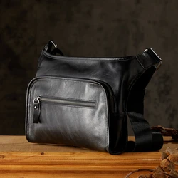 Handmade Genuine Leather Cross body Sling Bag Men Business Shoulder Bag Cowhide Leather Multi-functional Messenger Satchels Bag