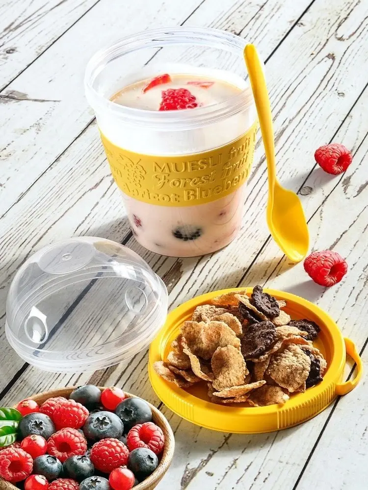 Double-layer Sealed Storage Box to Chill Go Yogurt Cereal Container Set Transparent Fresh Kepping Food Reusable Bottle Breakfast