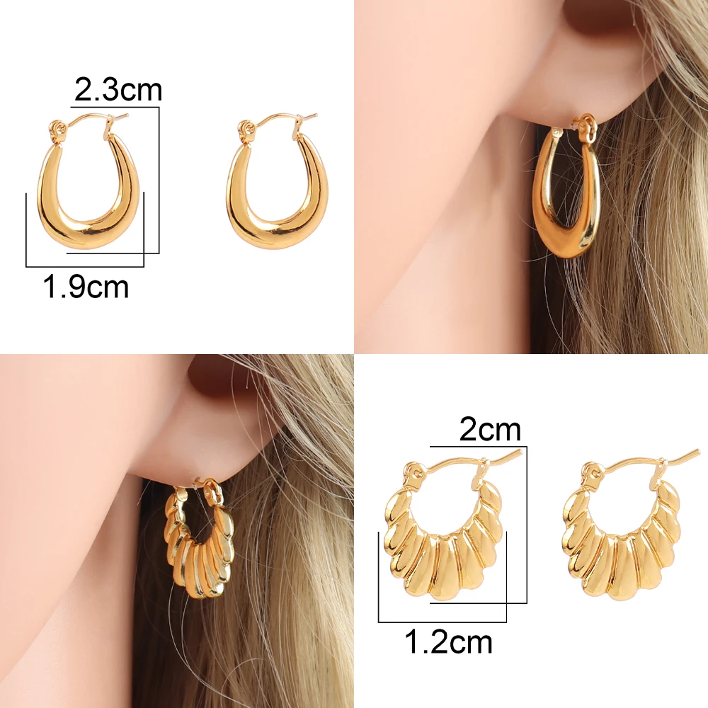 Punk 316L Stainless Steel U Earring Geometric Charm Hoop Earrings for Women 2024 Trending Jewelry Gift