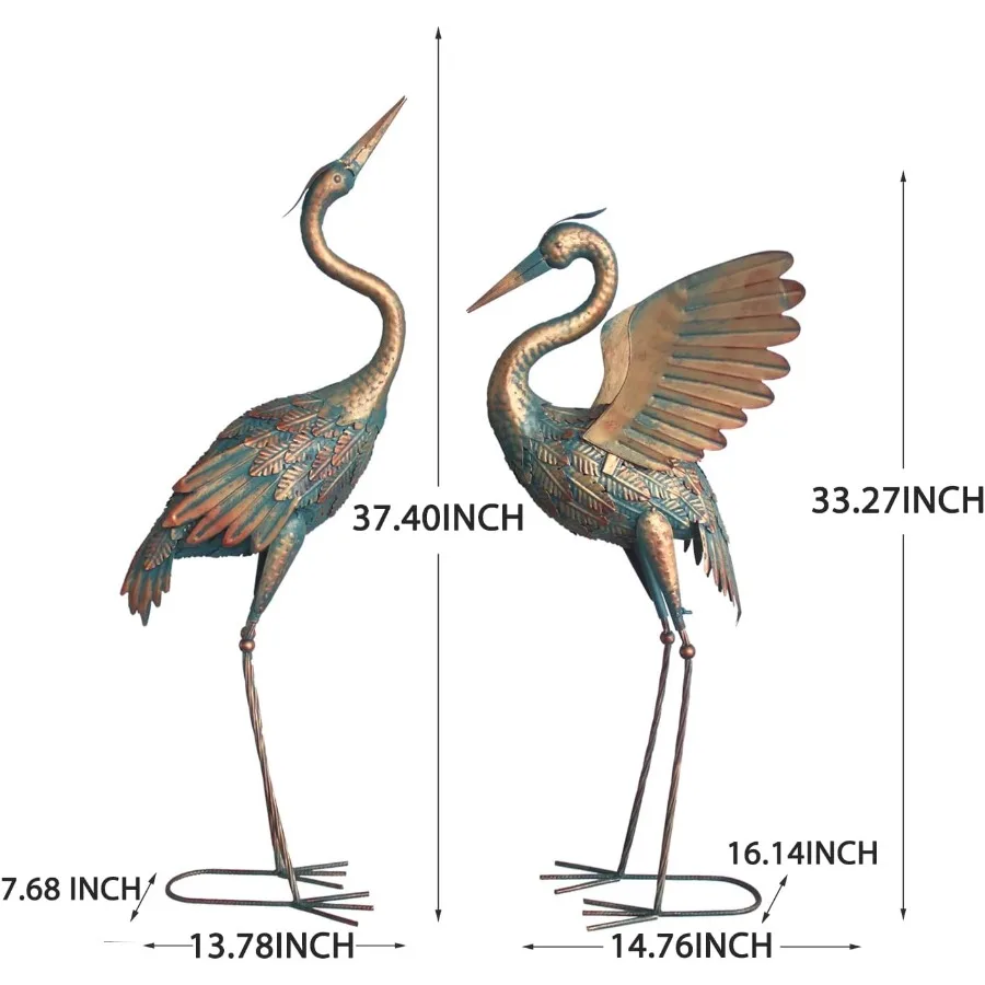 33-37 بوصة رافعة معدنية حديقة تمثال ديكور الطيور هيرون حديقة النحت والتماثيل الديكور في الهواء الطلق لساحة بركة الحديقة Backya