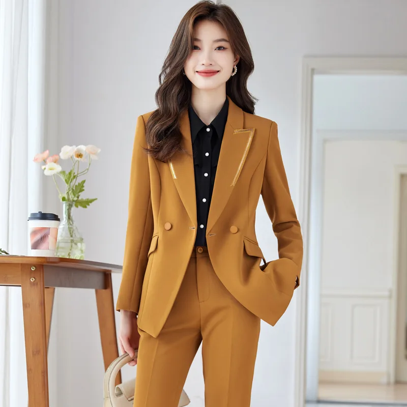 

Newest Autumn Winter Formal Professional Women Business Work Wear Suits Female Blazers Pantsuits with Pants and Jackets Coat Set