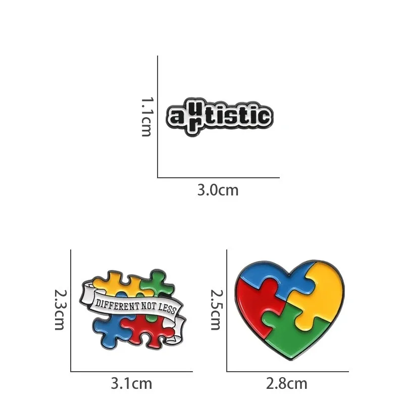 Different Not Less Autism Enamel Brooch Social Health Barriers Rainbow Puzzle Mental Health Awareness Lapel Pin Badge Jewelry