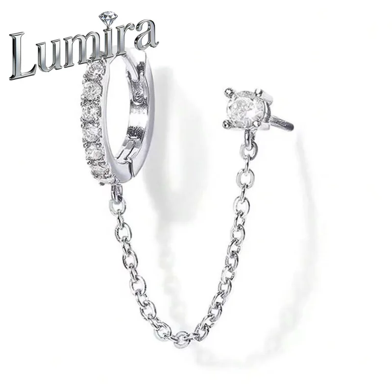 

Серьги-кольца Lumira Platinum PT950 с моассанитами в один ряд, креативные, эффектные, с бахромой