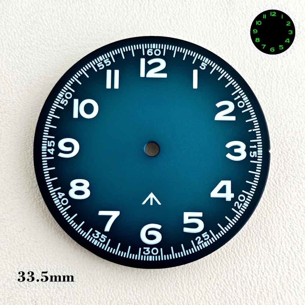 SUPER NH35 33.5mm Pilot Watch Dial No Logo Fit Pilot Diver Watch NH35 NNH36 Movement 40mm Case Green Luminous Custom Logo