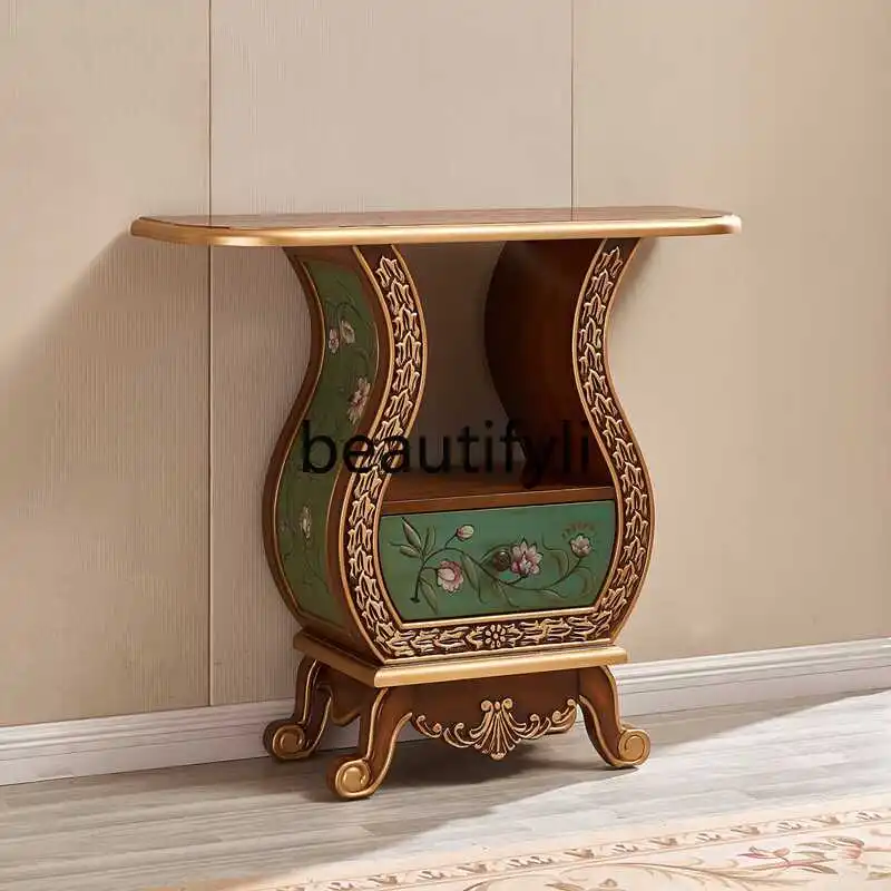 

American porch retro painted corridor table side cabinet side table storage solid wood locker