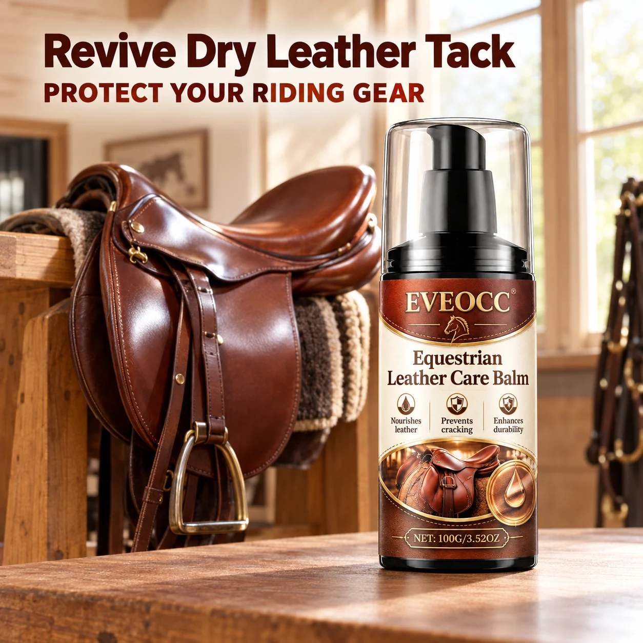 EVEOCC Equestrian Leather Care Balm 100g Leather Conditioner for Saddle Horse Tack Prevent Cracking Nourish Leather - view 2