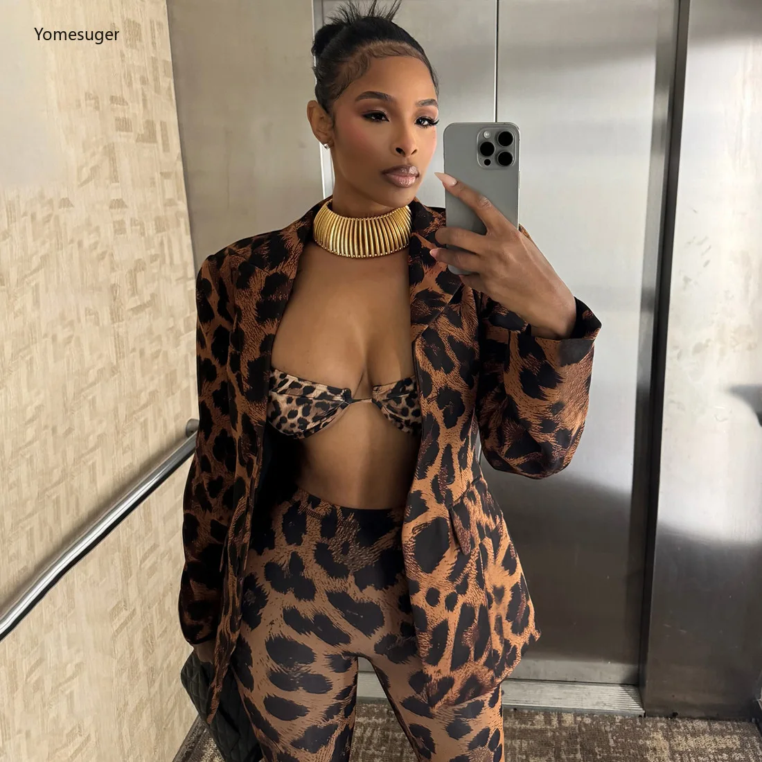 

Yomesuger 2022, осенняя женская куртка с леопардовым принтом, модное пальто средней длины с v-образным вырезом и длинными рукавами, повседневная верхняя одежда Y2k, уличная одежда