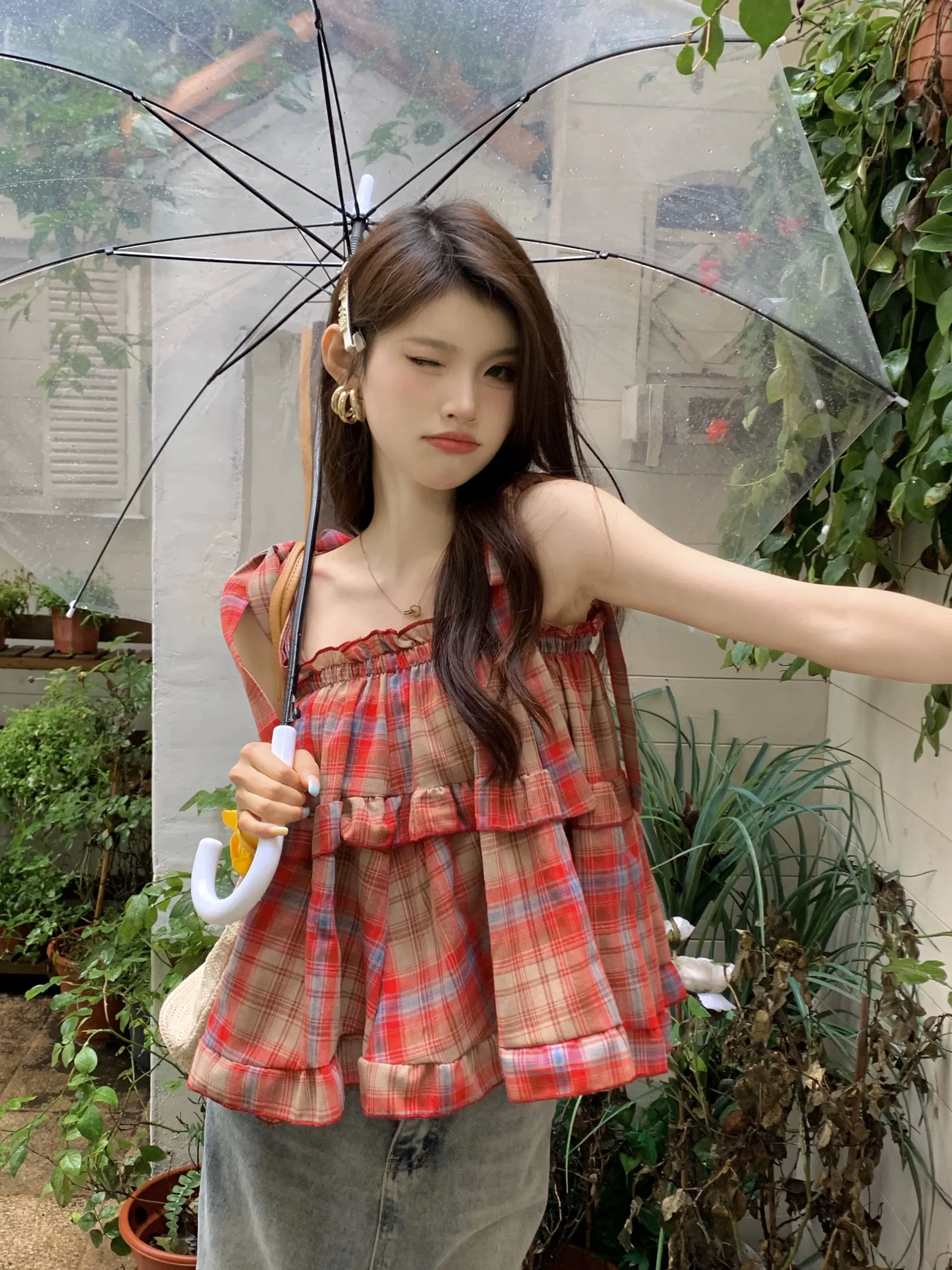 Y2K حار المرأة الصيف Acubi اليابان خمر Gyaru الدبابات و كاميس الدانتيل يصل الأخضر المحاصيل الأعلى منقوشة حزام أكمام تانك القمم الملابس