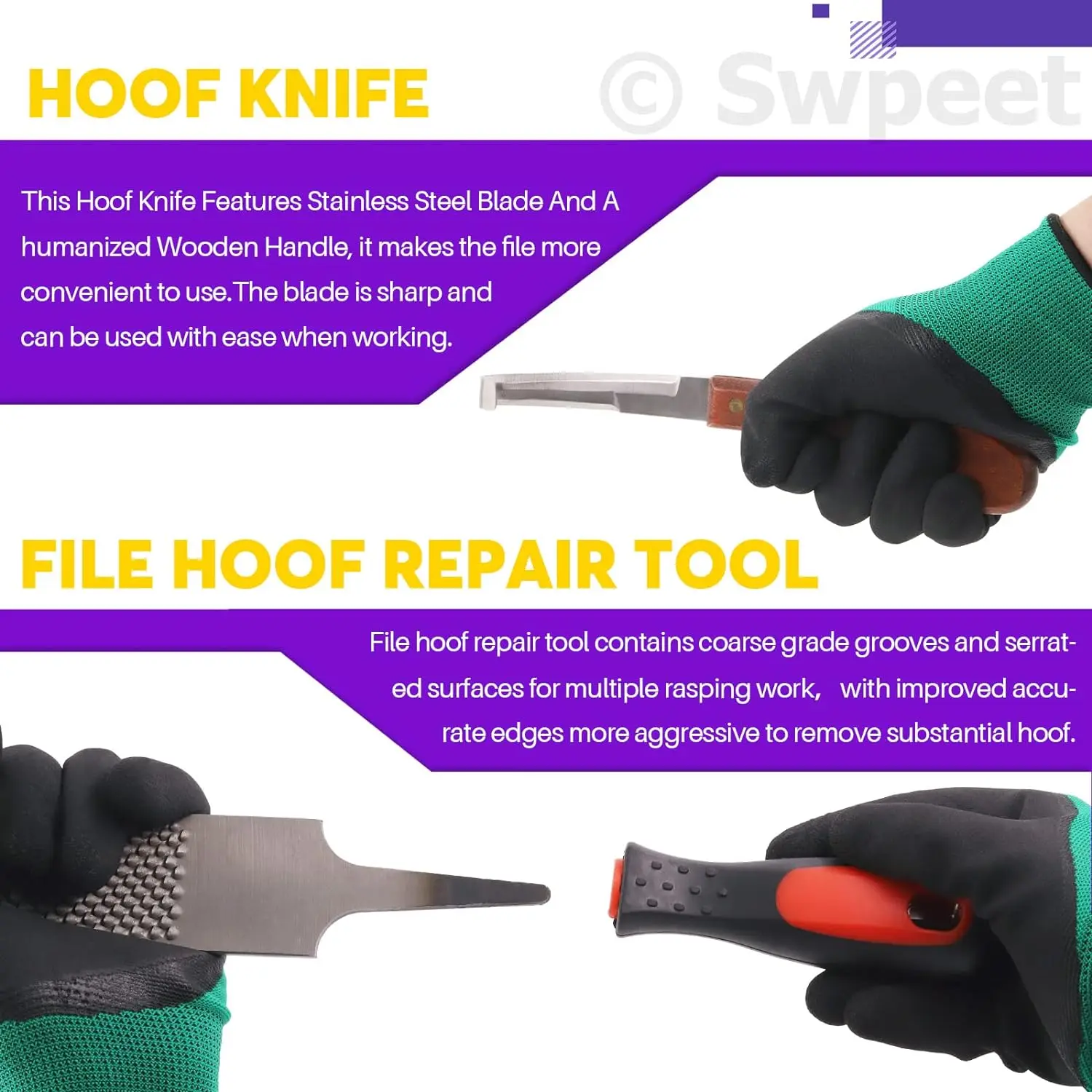 Farrier Tools Professional Farrier Tool Kits Hoof Rasp Hoof Nippers Hoof Knife Horses Hoof Trimmers Tools Suitable for Hoof Trim