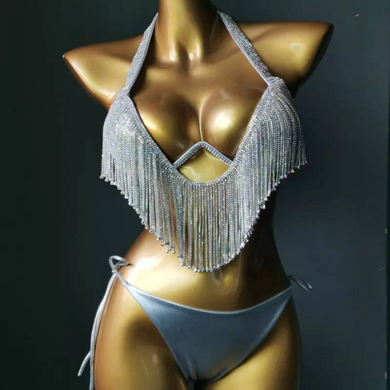 2023 Venus wakacje diamentowe frędzle Bikini Set stroje kąpielowe Rhinestone strój kąpielowy Bling kamienie kryształowy strój kąpielowy bikini