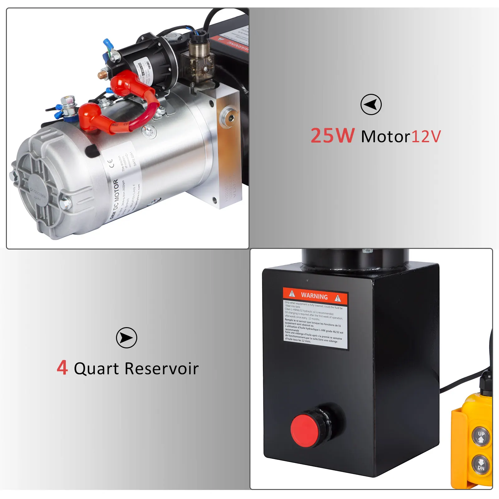 High Quality 4 Quart Cast Iron Hydraulic Power Unit Factory DC12V 4 Quart Cast Iron Hydraulic Power Unit