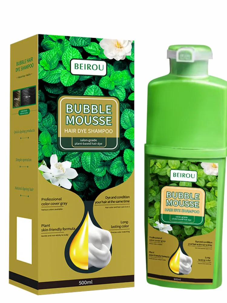 Teinture pour cheveux botanique à bulles, peut couvrir les cheveux blancs à la maison, soins de la couleur des cheveux paresseux, Essence végétale naturelle, crème de couleur permanente pour cheveux